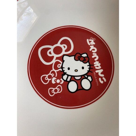 Set Of 2 Sanrio Hello Kitty 9" Ceramic Pasta Dinner Bowls Red Bows NEW - Picture 9 of 11